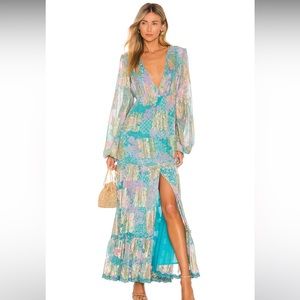 Xari Ruched Maxi Dress in Cyan
HEMANT AND NANDITA size small